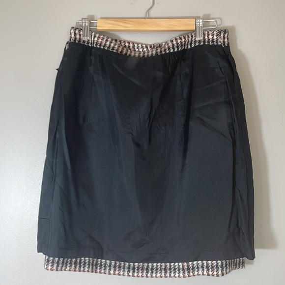 VTG 90s Simon Chang Designer 100% Wool Houndstooth Knee Length Skirt M/L - Picture 11 of 13